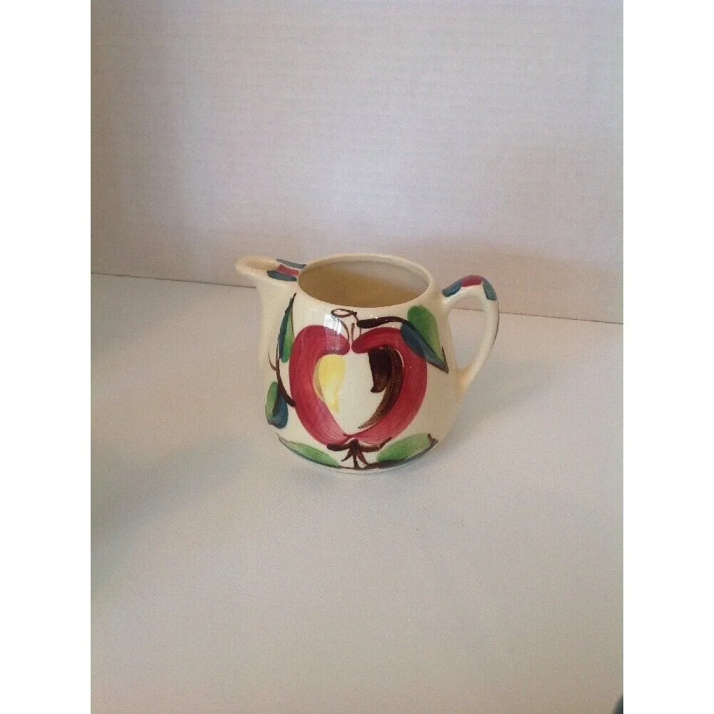 Purinton Apple Pottery slipware Tea/coffee pot with lid, Creamer& Sugar 3‎ piece